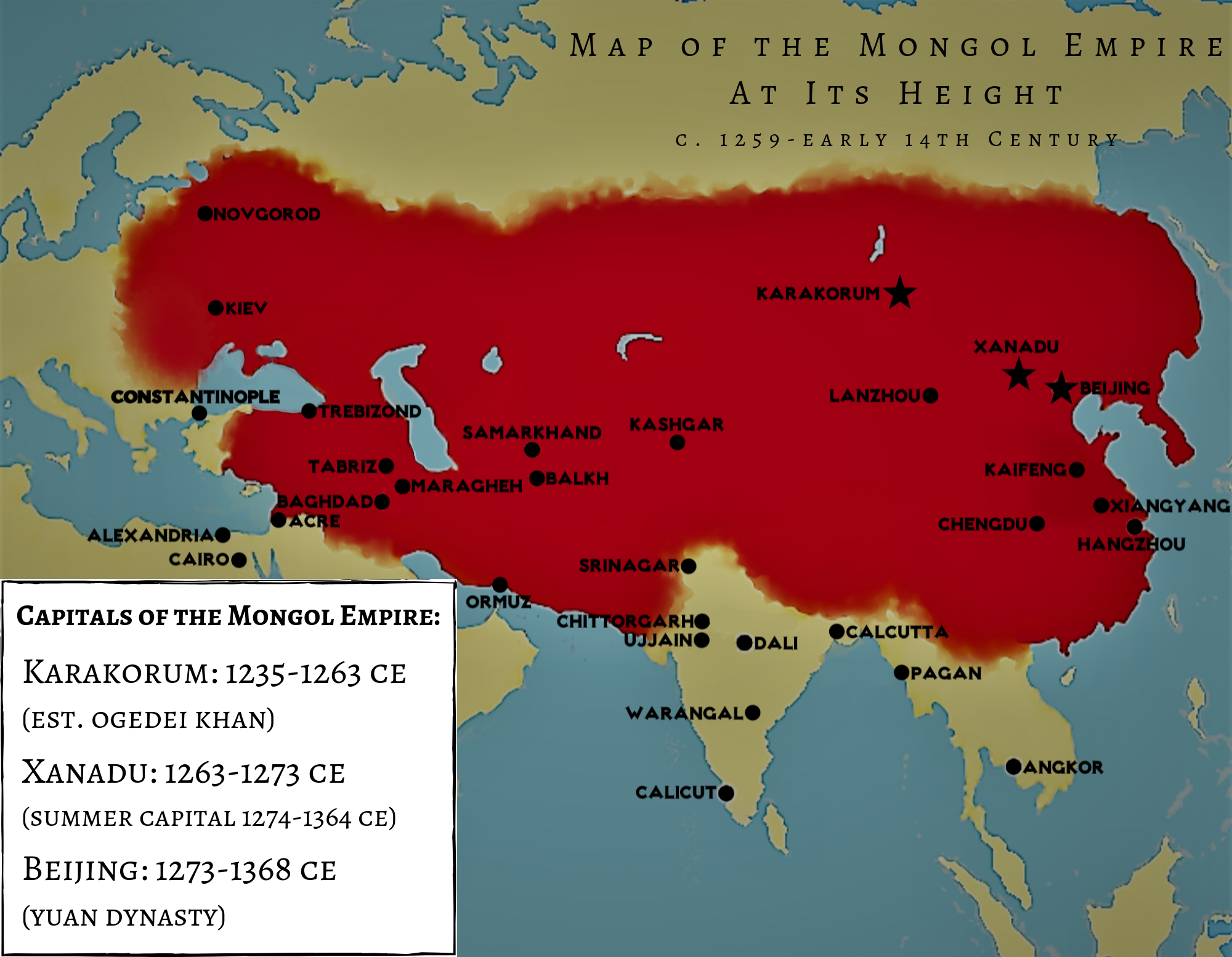 mongol empire map khanates