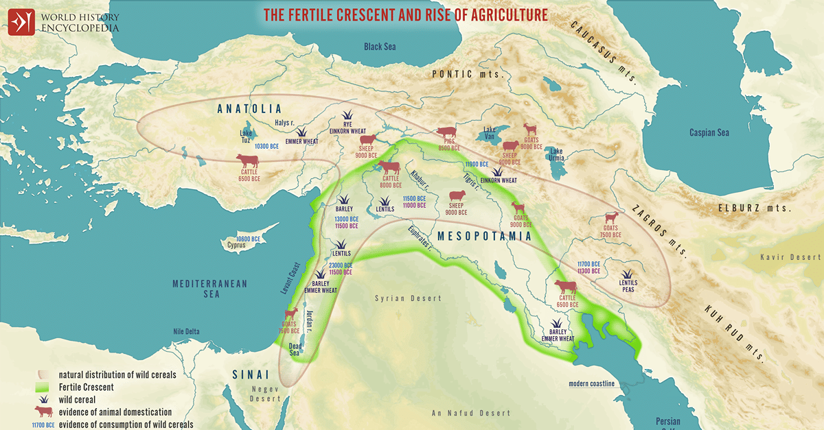 Map Of The Fertile Crescent World History Encyclopedia Map Of The Fertile Crescent World History Encyclopedia