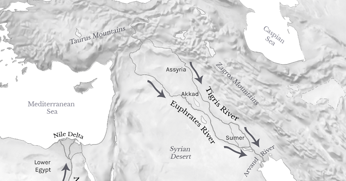 Tigris, Euphrates, & Nile River Flows (Illustration) World History