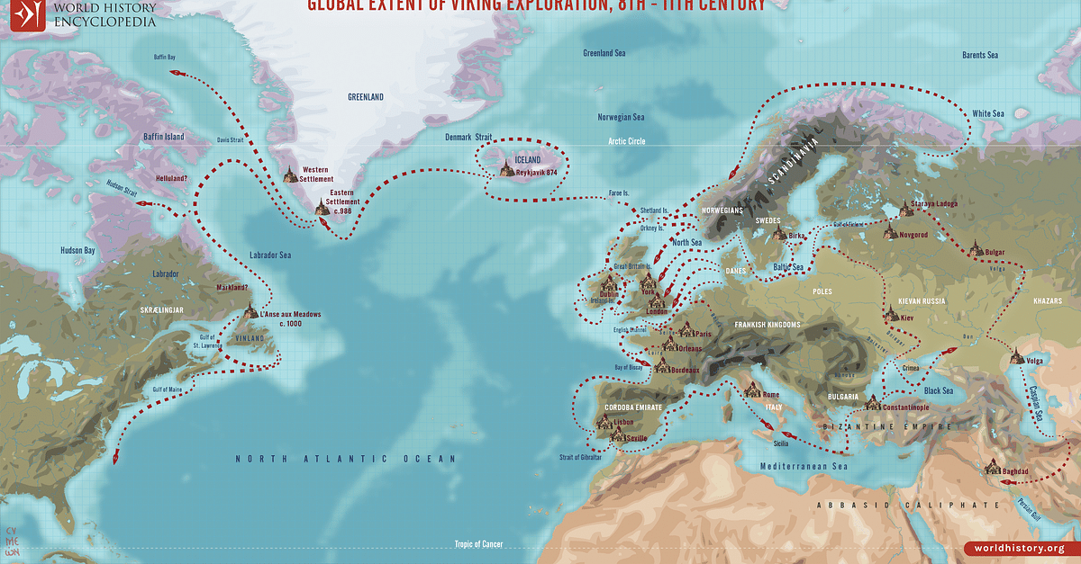 Viking Exploration World Map Historical