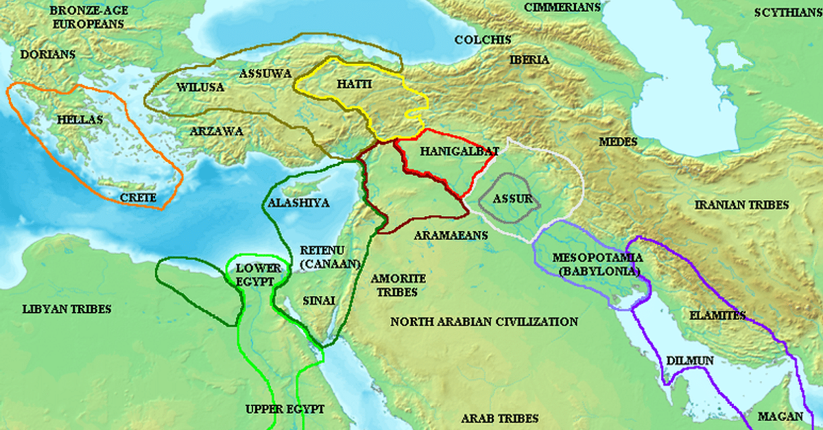 Map of the ancient Near East during the Amarna Period (Illustration ... - 171