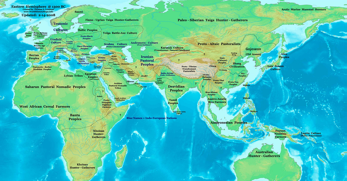 Eastern Hemisphere in 1300 BC (Illustration) - World History Encyclopedia