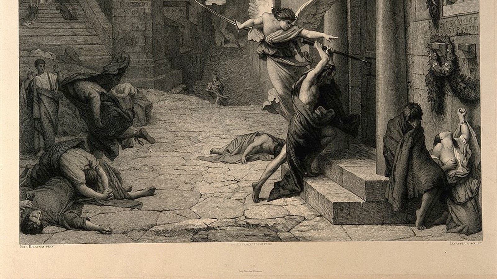 Plague Colmn Rome Plagues Of Rome Plague In Rome 1869 Tapestry By Jules Elie Delaunay