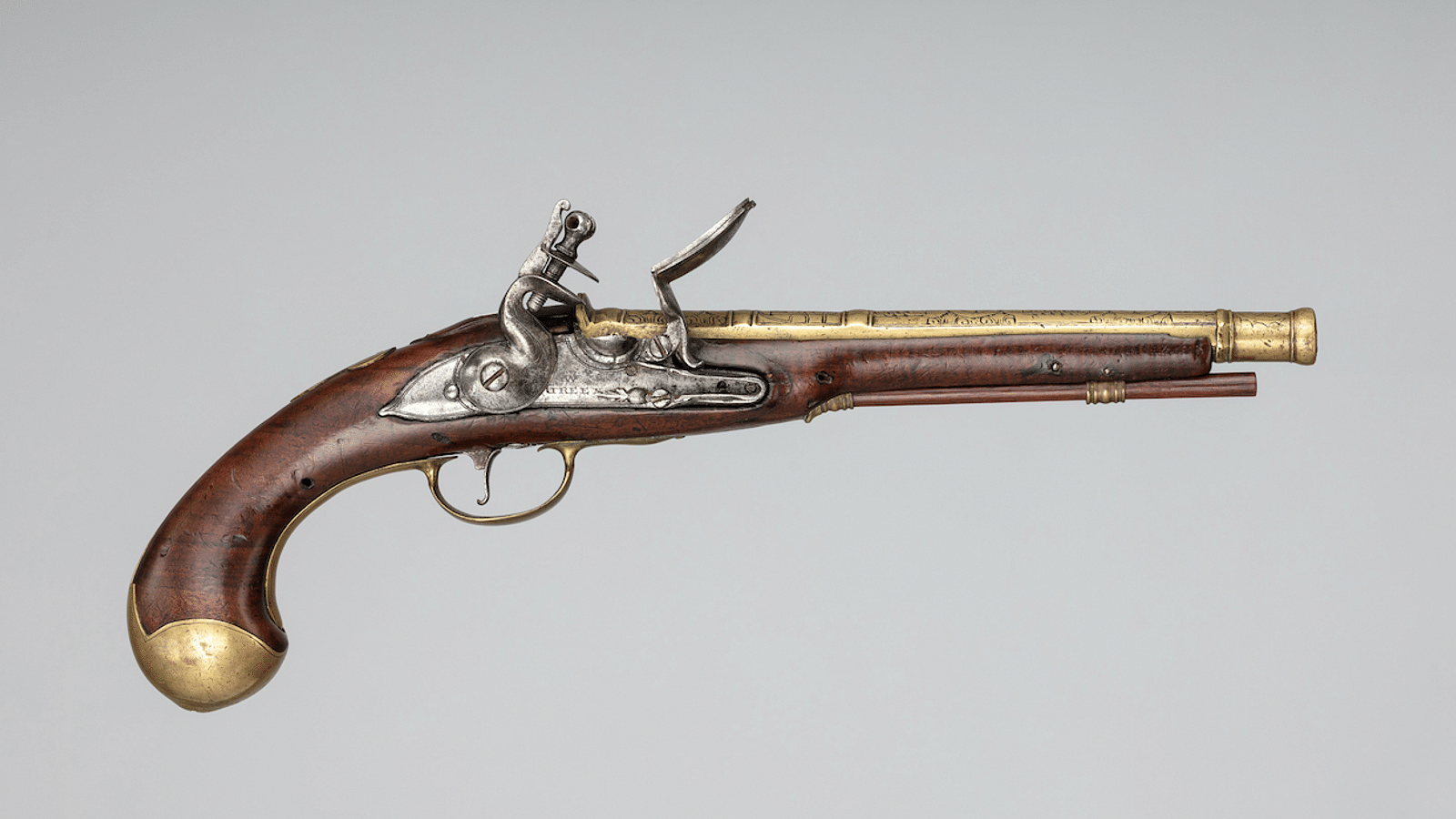 An Unusual Cased British Flintlock Brass Barrel Blunderbuss, R