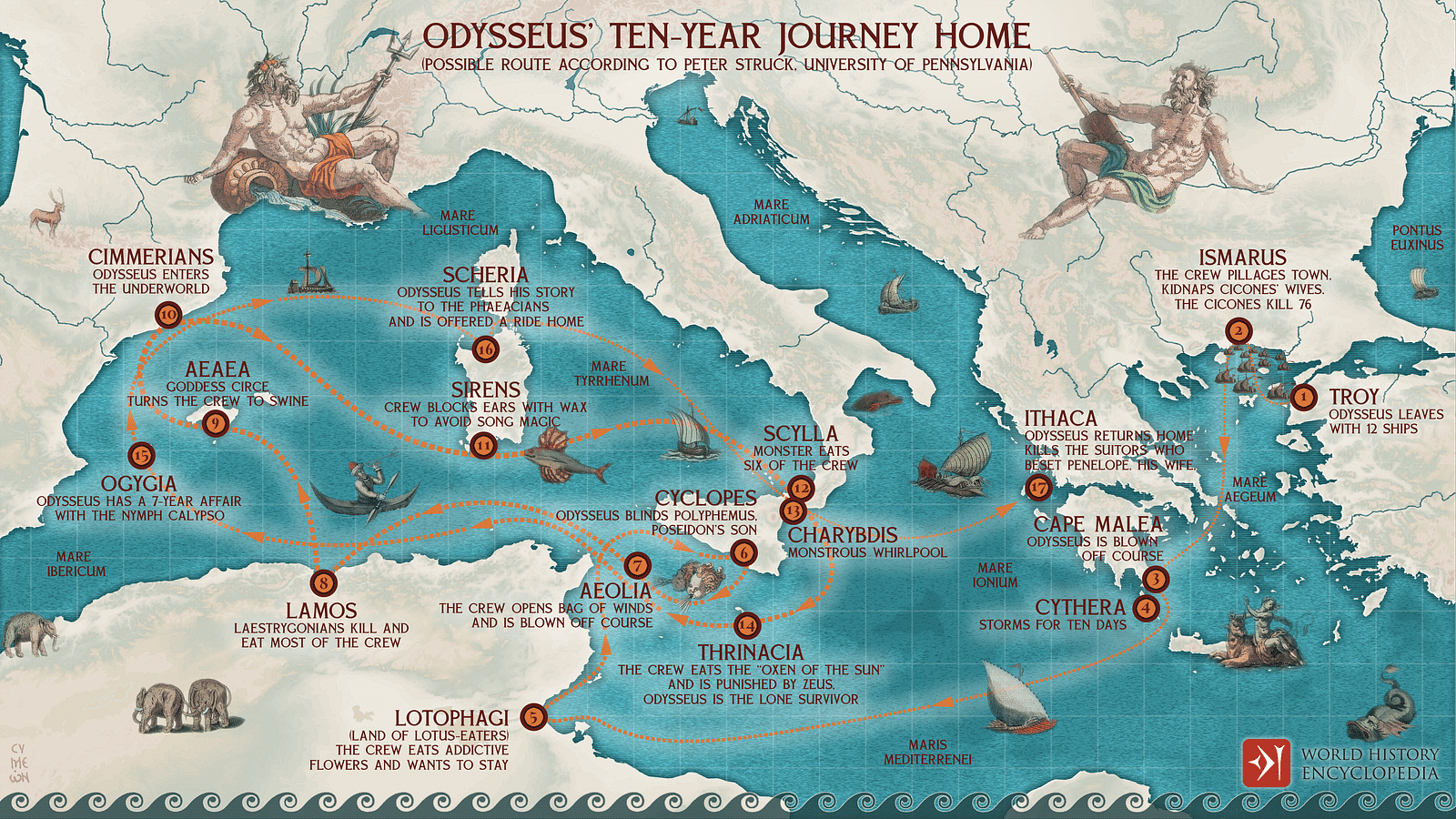 Odysseus' Ten-year Journey Home (Illustration) - World History ...