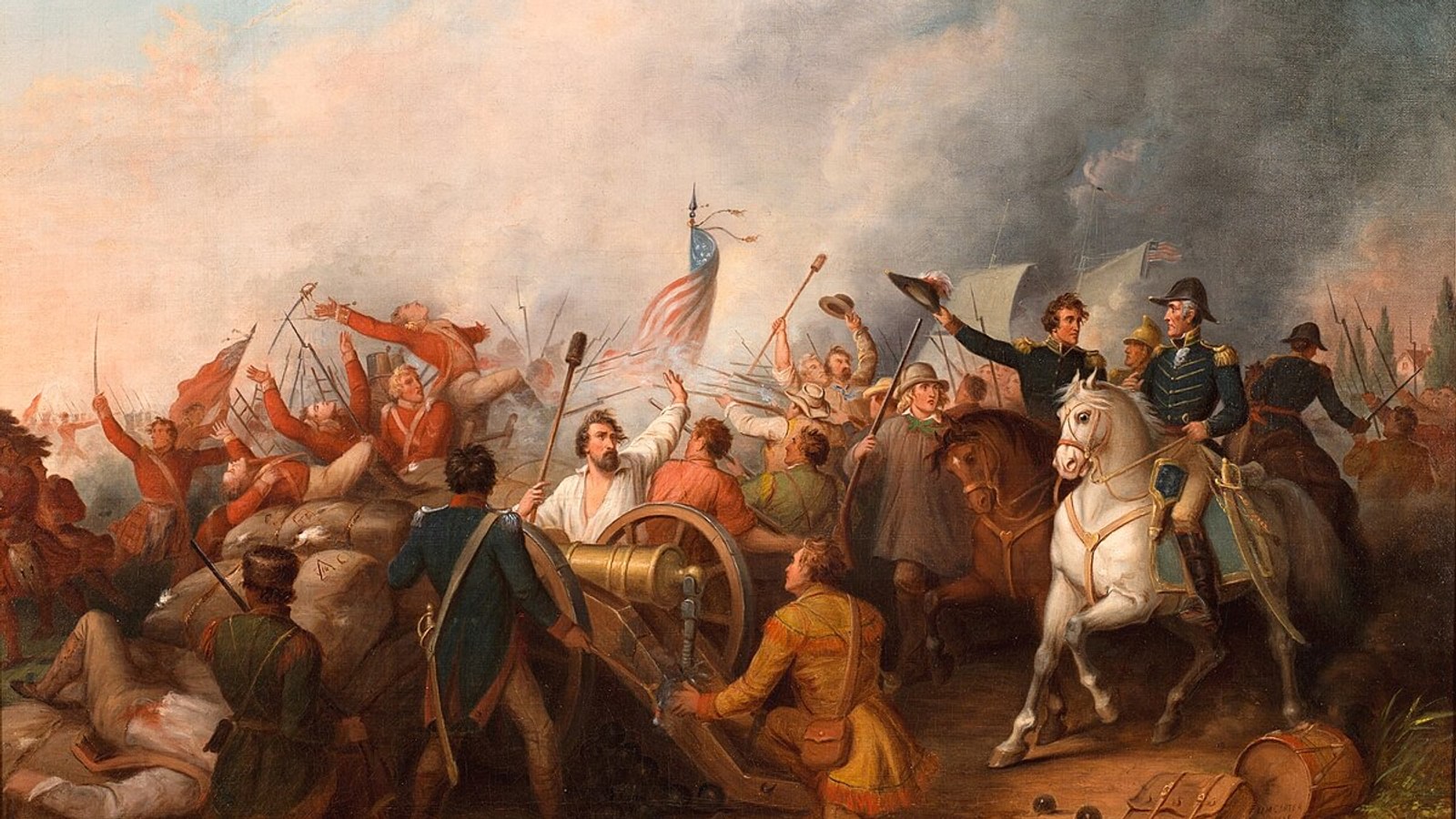 Andrew Jackson commanding American forces at the Battle of New Orleans