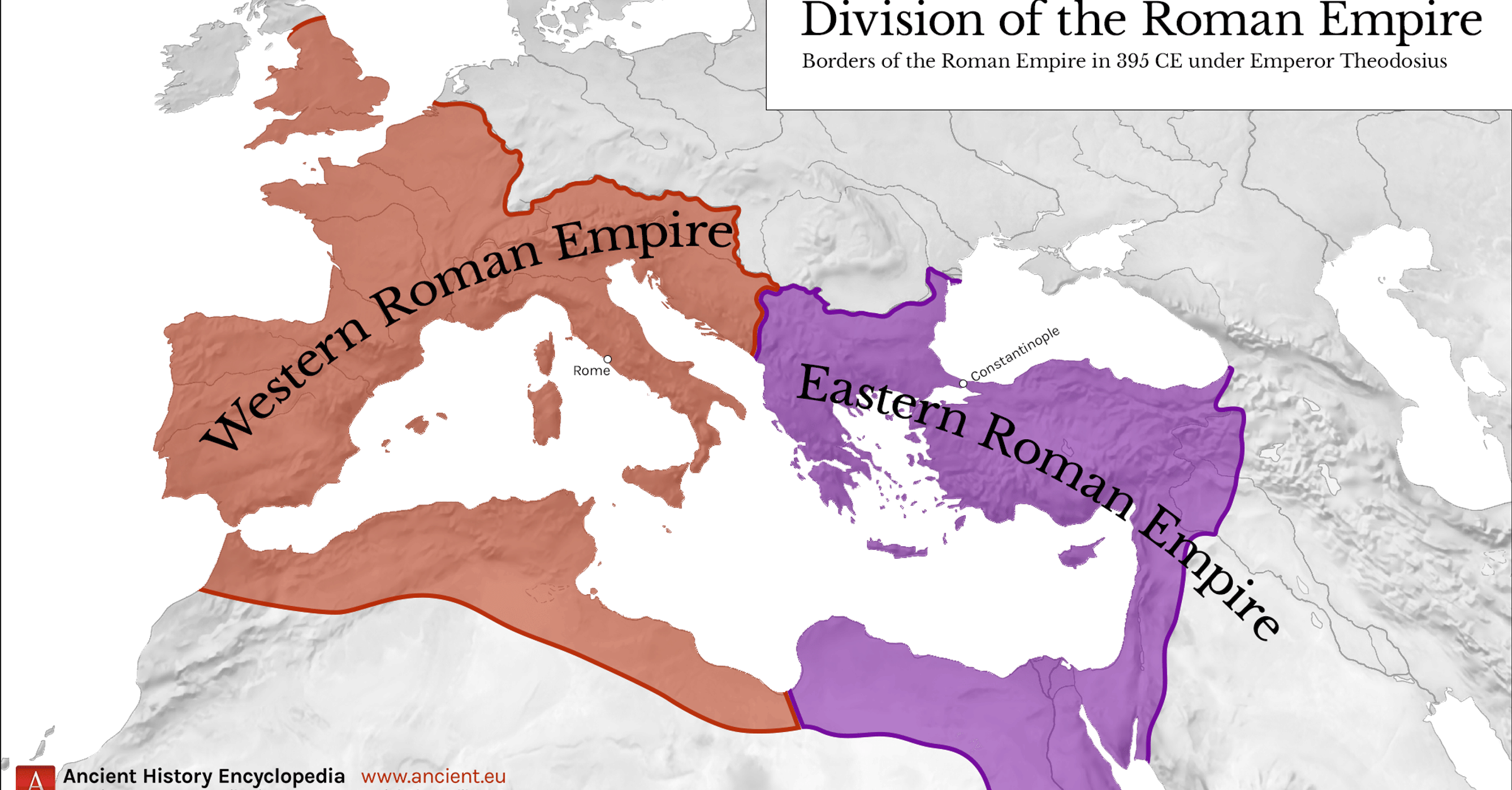 Western & Eastern Roman Empire, 395 CE - World History Encyclopedia