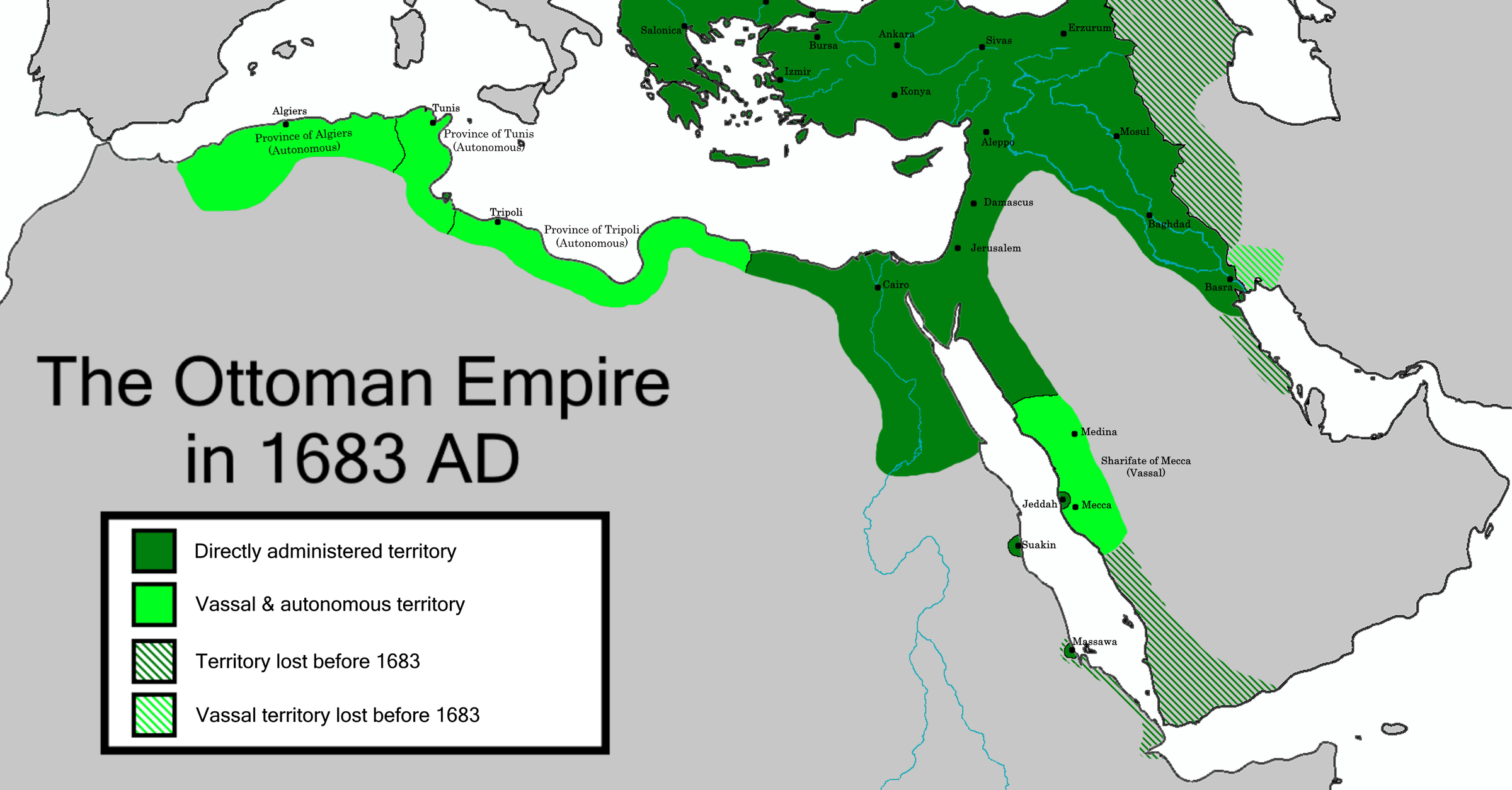 The Greatest Extent of the Ottoman Empire in Europe (1683 CE) - World ...