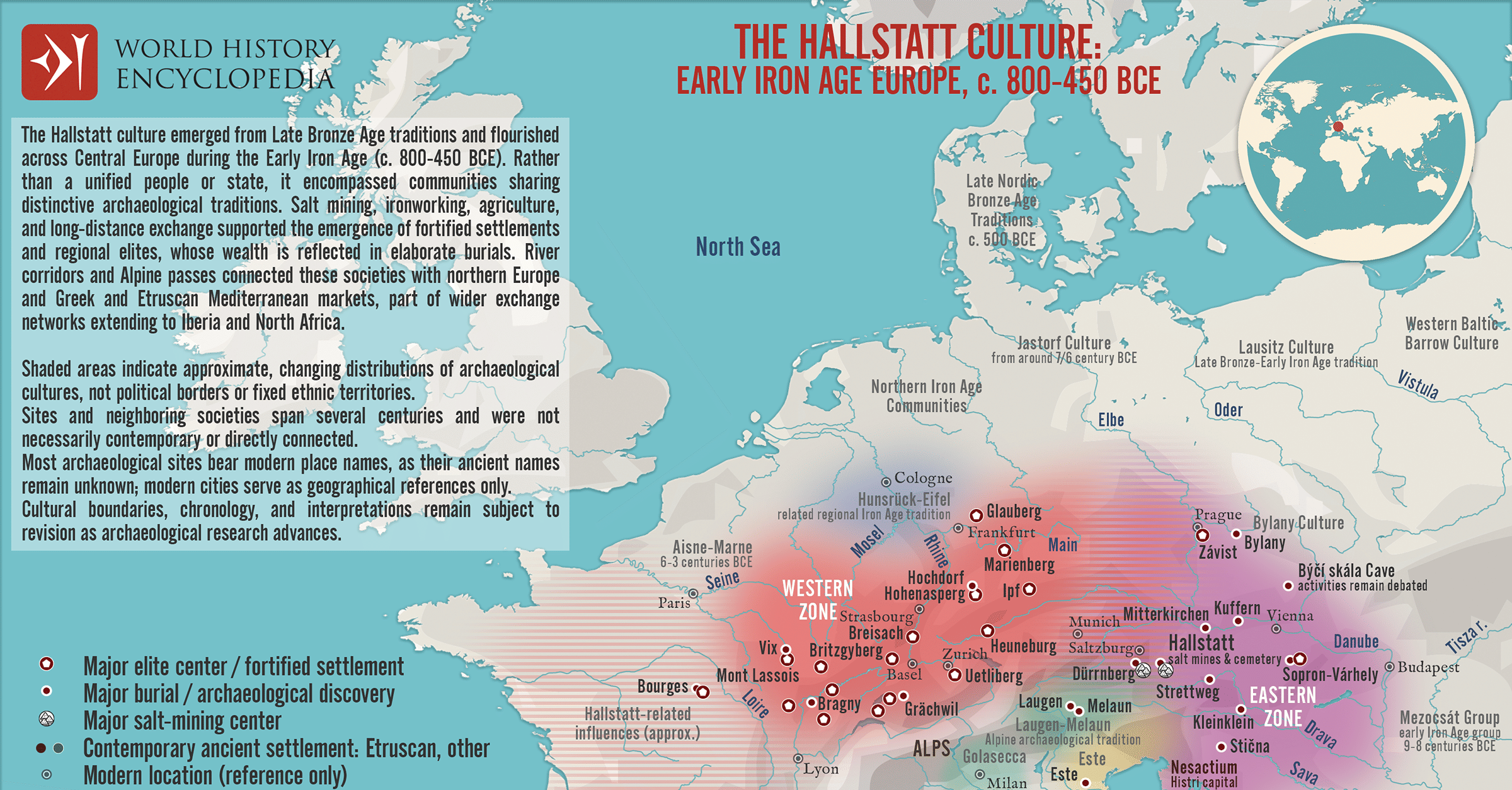 Map of the The Hallstatt Culture - World History Encyclopedia