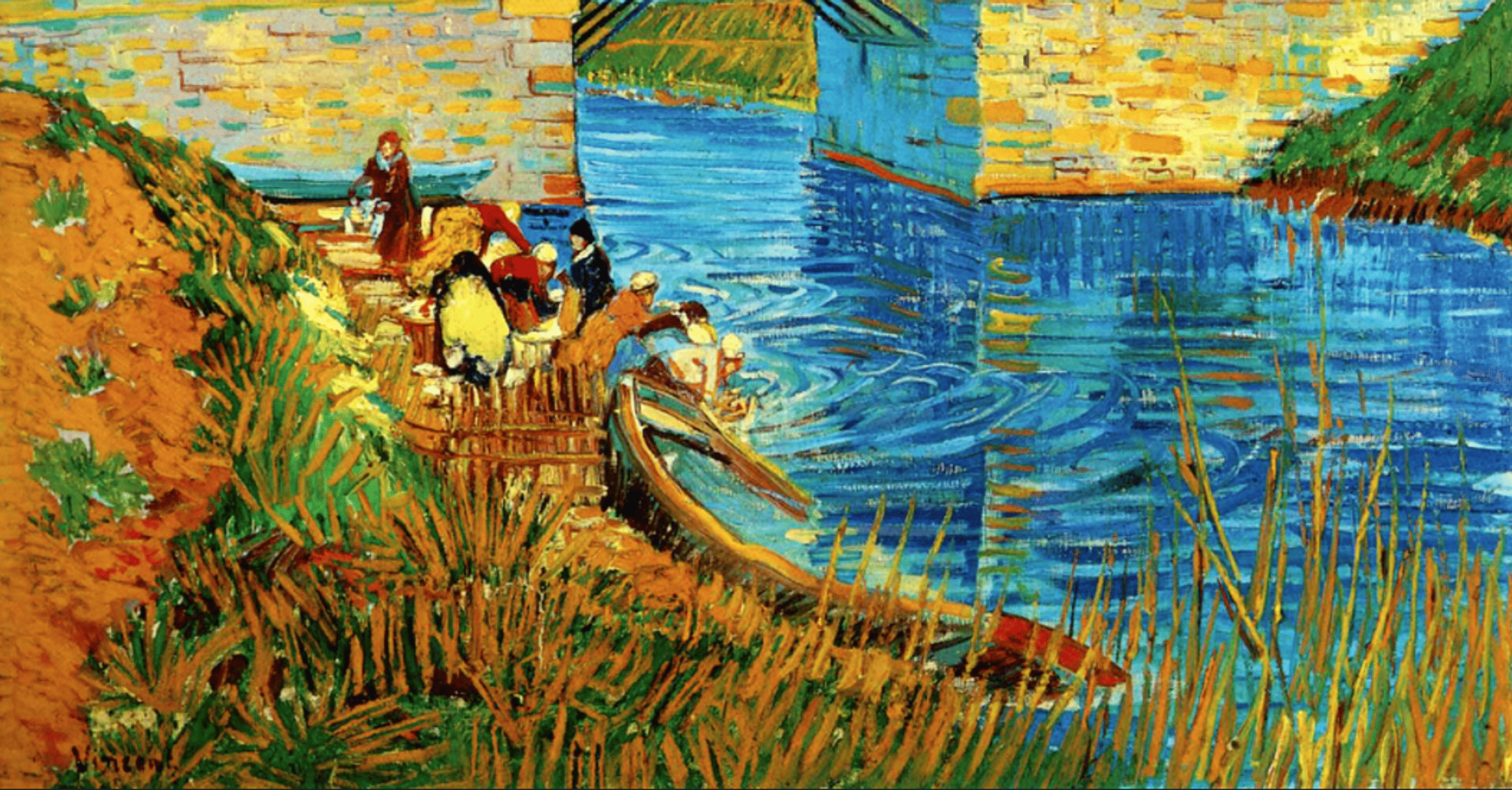 Langlois Bridge at Arles with Women Washing by van Gogh - World