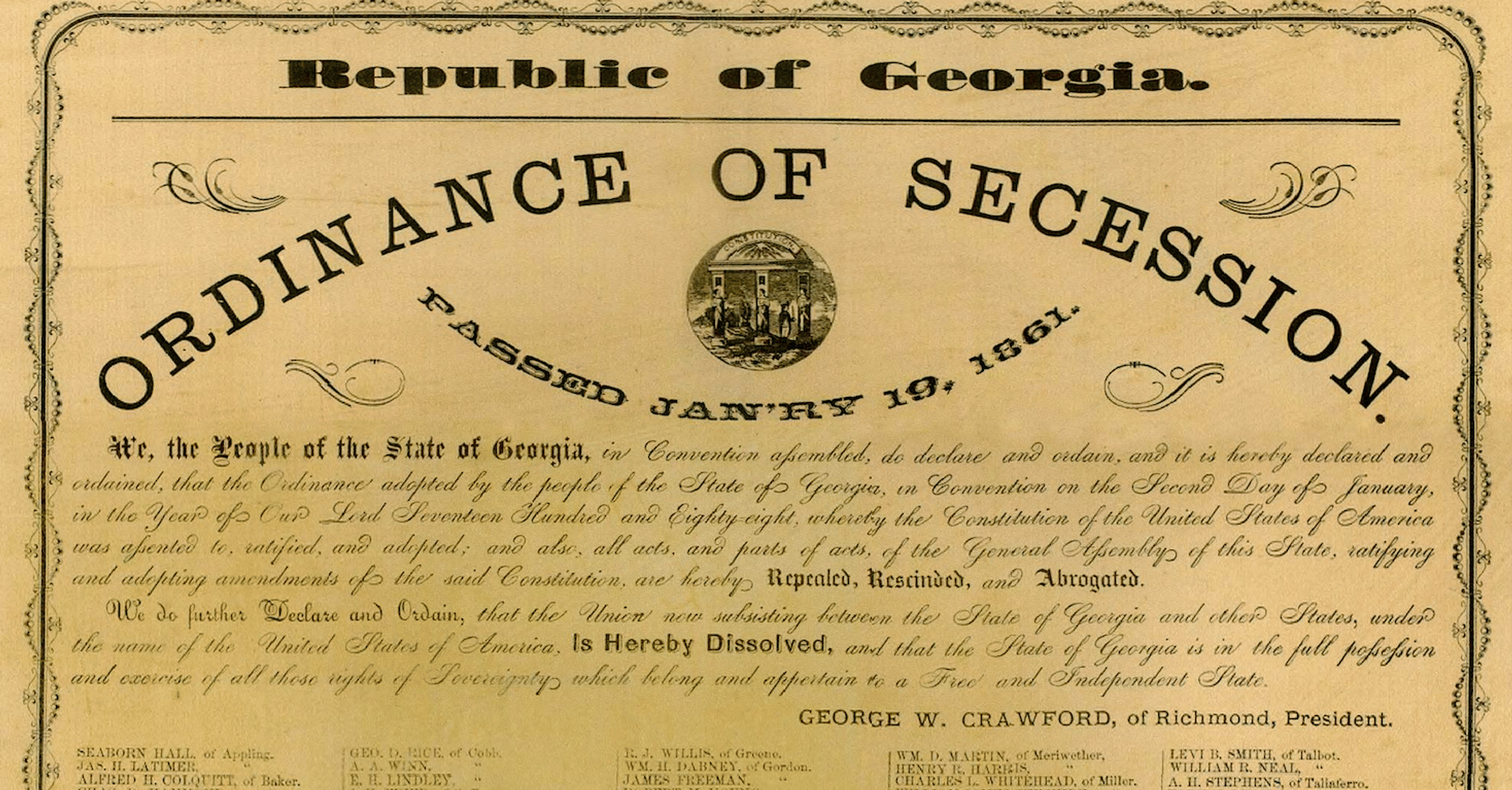 Georgia's Declaration of Secession: Why Georgia Left the Union