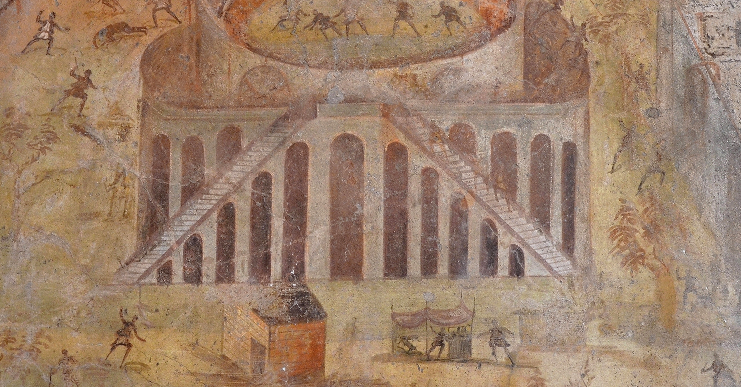 Fresco Showing the Riot of 59 CE in the Amphitheatre of Pompeii - World ...