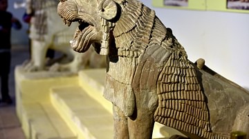 A Pair of Lions from Tell Harmal at the Iraq Museum