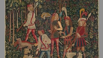 The Hunters Enter the Woods, Unicorn Tapestries