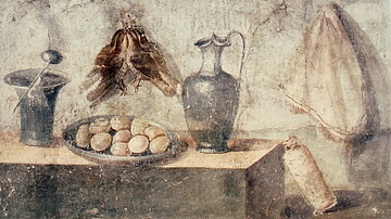 Roman Fresco with Eggs, Birds & Bronze Dishes