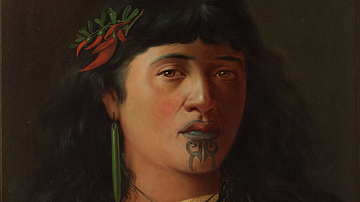 Portrait of a Young Maori Woman with Moko