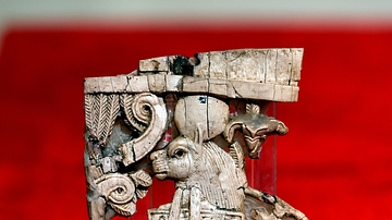 Ivory Panel Showing a Lion Facing a Tree