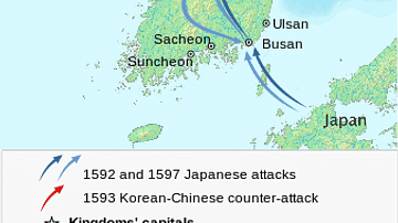 Map of Japanese Invasions of Korea, 1592-98 CE