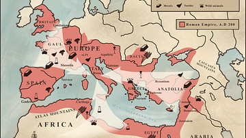 Trade in the Roman Empire Map (c. 200 CE)