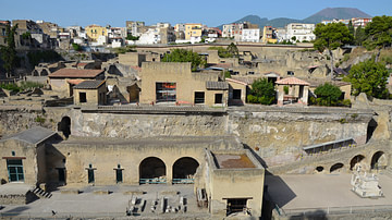 View of Herculaneum from the Seafront towards Vesuvius