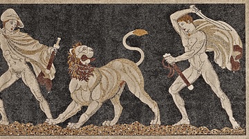 Lion Hunt Mosaic, Pella