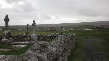Village of Doolin, Ireland, as seen from the Killilagh Church Ruins