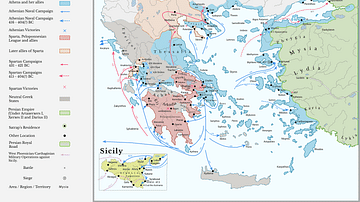 Map of the Peloponnesian Wars (431-404 BCE)