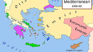 Map of Eastern Mediterranean in 1450 CE