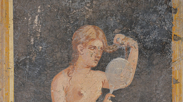 Fresco of a Woman Holding a Mirror