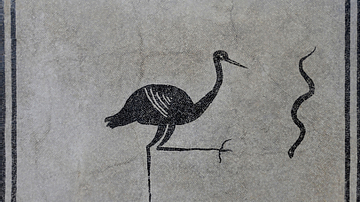 Black and White Mosaic with Stork and Snake
