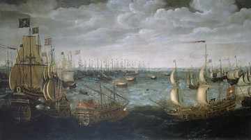 Fire Ships Attack the Spanish Armada