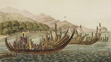 Tahitian Double-Hulled War Canoe