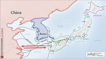 Map of Medieval Japanese Trade & Wako Pirates