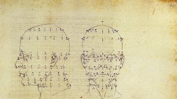 Drawing Showing Mathematical Perspective Applied to the Human Head by Piero della Francesca