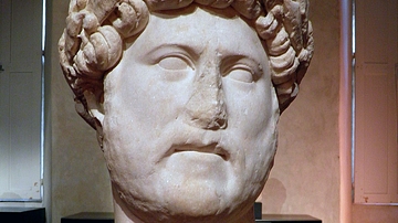 Marble Head of Hadrian With Laurel Wreath