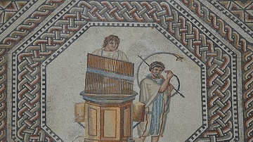 Mosaic with Organist and Horn Player