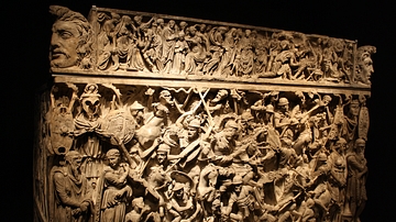 Roman Sarcophagus with War Scene