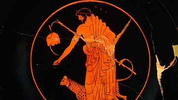 Vase Painting of a Man with his Cheetah