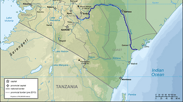 Map of Kenya with Tana River Indicated