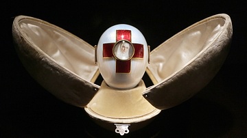 Red Cross with Triptych Egg by Fabergé