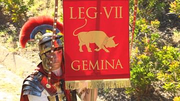 Reenactor with the Emblem of Legio VII Gemina