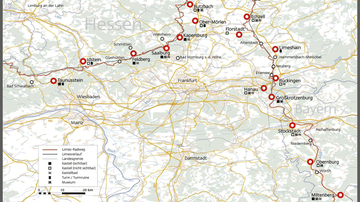 Map of the Limes in Rhineland-Palatinate, Germany (Illustration ...