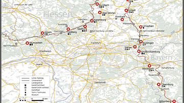 Map of the Limes in Hesse, Germany