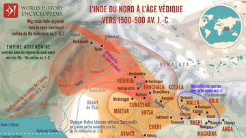 Carte de l’Inde à l’Âge védique, 1500-500 av. J.-C.