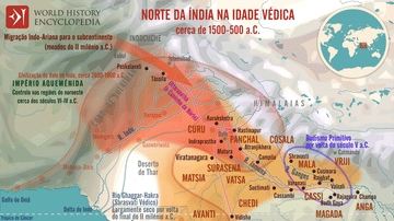 Mapa da Índia na Era Védica, 1500 a.C. - 500 a.C.