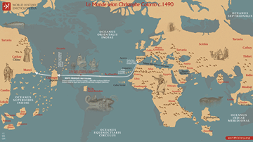 Carte du monde selon Christophe Colomb, vers 1490