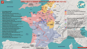 Carte des campagnes de Jeanne d’Arc et de la Guerre de Cent Ans