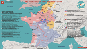 Mapa das Campanhas de Joana d'Arc e da Guerra dos Cem Anos