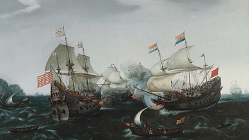 English & Dutch Galleons in Combat