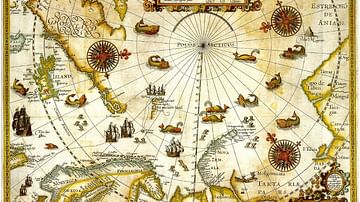 1598 Map of the Three Arctic Voyages (1594–1596) by Willem Barentsz